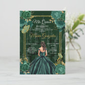 Invitation Emerald Green Quinceañera Princess Butterfly (Debout devant)