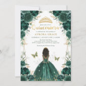 Invitation Emerald Green Quinceañera Princesse à peau Brown (Devant)