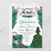 Invitation Emerald Green Ranchero Quinceanera (Devant)
