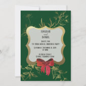 Invitation Emerald Green Red Bow Fête de Noël (Devant)