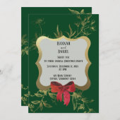 Invitation Emerald Green Red Bow Fête de Noël (Devant / Derrière)