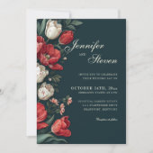 Invitation Emerald Green & Red Tulip Mariage botanique (Devant)
