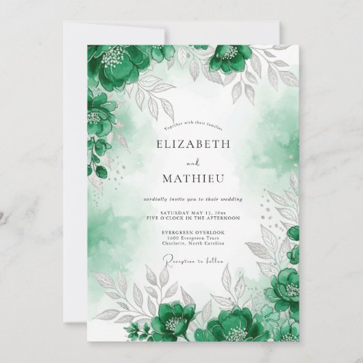 Invitation Emerald Green Refined Forest Wedding (Devant)