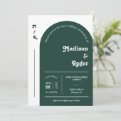 Invitation Emerald Green Retro Arch Photo QR Code RSVP Super (Debout devant)