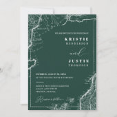 Invitation Emerald Green Retro Travel QR Code Mariage photo (Devant)