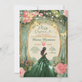 Invitation Emerald Green Robe Or Floral Forêt Mis Quince (Devant)