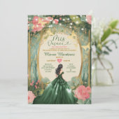 Invitation Emerald Green Robe Or Floral Forêt Mis Quince (Debout devant)