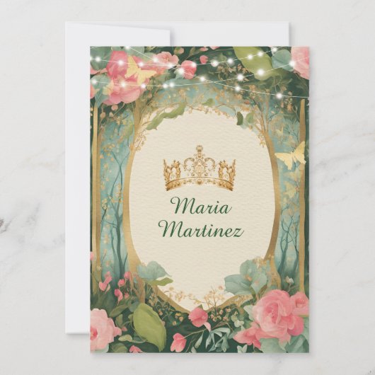 Invitation Emerald Green Robe Or Floral Forêt Mis Quince (Dos)