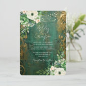 Invitation Emerald Green Romantic Floral Mariage (Debout devant)