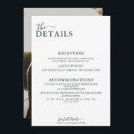 Invitation Emerald Green Romantic Photo Retour Détails du Mar<br><div class="desc">Emerald Green Romantic Simple Mariage Moderne Classic script florissant calligraphie détails hébergement bloc d'hôtel accueil informations</div>