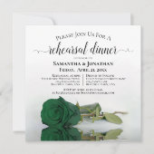 Invitation Emerald Green Rose Chic Mariage Dîner de répétitio (Devant)