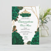 Invitation Emerald Green Rose Gold Quinceañera (Debout devant)