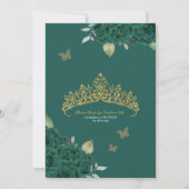 Invitation Emerald Green Roses & Gold Butterfly Quinceanera (Dos)