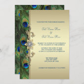 Invitation Emerald Green Royal Indian Peacock Mariage (Devant / Derrière)