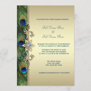 Invitation Emerald Green Royal Indian Peacock Mariage