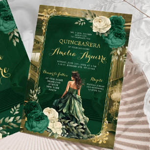 Invitation Emerald Green Royal Princess Palace Mis Quince
