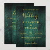 Invitation Emerald Green Rustic Barn Mariage QR Code (Devant / Derrière)