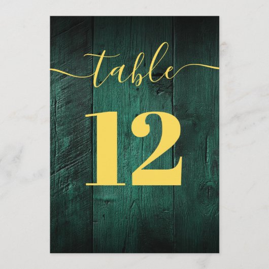 Invitation Emerald Green Rustic Grange Wood Boho Numéro de ta (Devant)
