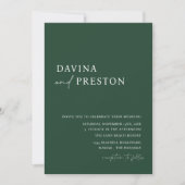 Invitation Emerald Green Script Modern Simple Photo Mariage (Devant)