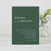 Invitation Emerald Green Script Modern Simple Photo Mariage (Debout devant)