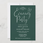 Invitation Emerald Green Script Photo Mariage soirée (Devant)