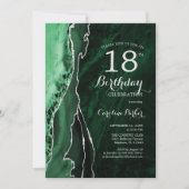 Invitation Emerald Green Silver Agate 18e anniversaire (Devant)