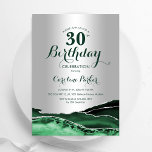 Invitation Emerald Green Silver Agate 30th Birthday Party<br><div class="desc">Émeraude vert et argent agate 30e anniversaire invitation de fête. Design élégant et moderne avec aquarelle agate marbre arrière - plan,  faux parties scintillant argent et typographie script. Carte invitation branchée parfaite pour une célébration anniversaire féminine élégante. Invitations Zazzle imprimées ou téléchargement instantané modèle imprimable numérique.</div>