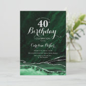 Invitation Emerald Green Silver Agate 40e anniversaire (Debout devant)
