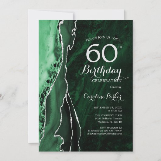 Invitation Emerald Green Silver Agate 60e anniversaire (Devant)