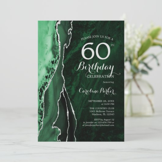 Invitation Emerald Green Silver Agate 60e anniversaire (Debout devant)