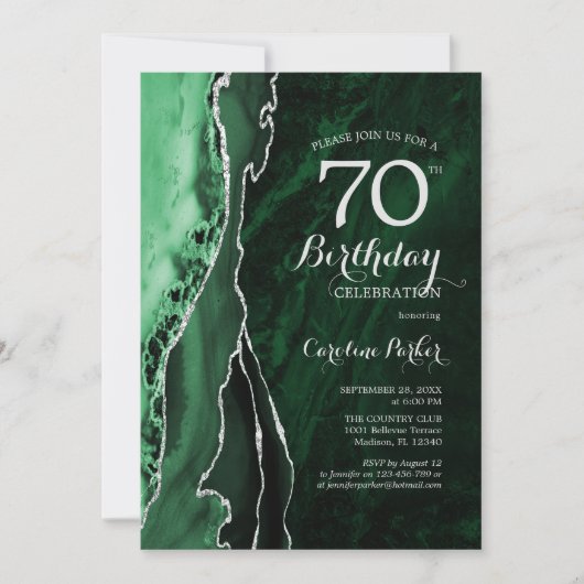 Invitation Emerald Green Silver Agate 70e anniversaire (Devant)