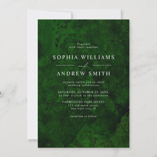 Invitation Emerald Green & Silver Calligraphy (Devant)
