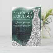 Invitation Emerald Green & Silver Dress 70th Birthday Party (Debout devant)