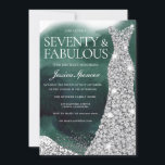 Invitation Emerald Green & Silver Dress 70th Birthday Party<br><div class="desc">Emerald Green & Silver Dress 70th Birthday Party Invitation Variations à l'invitation et articles correspondants dans notre magasin</div>