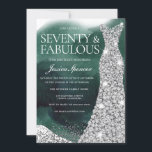 Invitation Emerald Green & Silver Dress 70th Birthday Party<br><div class="desc">Emerald Green & Silver Dress 70th Birthday Party Invitation Variations à l'invitation et articles correspondants dans notre magasin</div>
