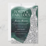 Invitation Emerald Green & Silver Gown fête du 40e anniversai<br><div class="desc">Emerald Green & Silver Gown 40th Birthday Party Invitation Variations à l'invitation et articles correspondants dans notre magasin</div>