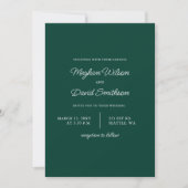 Invitation Emerald Green Simple Élégant Mariage moderne (Devant)