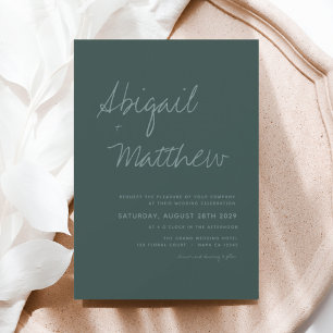 Invitation Emerald Green Simple Minimaliste Mariage moderne