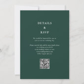 Invitation Emerald Green Simple Monogramme QR Code Mariage (Dos)