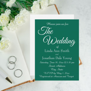 Invitation Emerald Green Simple Style Mariage