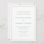 Invitation Emerald Green Simple Typographie Mariage officiel (Devant)