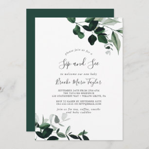 Invitation Emerald Green Sip and See