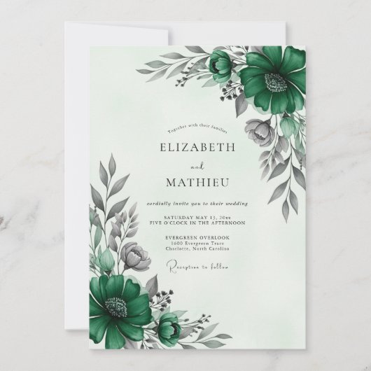 Invitation Emerald Green Sophisticated Winter Wedding (Devant)