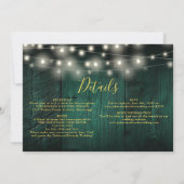 Invitation Emerald Green String Lights Détails photo du Maria (Dos)