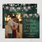 Invitation Emerald Green String Lights Détails photo du Maria (Devant / Derrière)