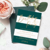 Invitation Emerald Green Stripe Gold Anniversaire