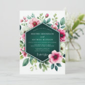 Invitation Emerald Green Stunning Floral Wedding (Debout devant)