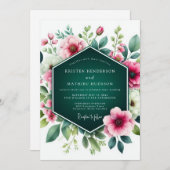 Invitation Emerald Green Stunning Floral Wedding (Devant / Derrière)
