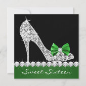 Invitation Emerald Green Sweet sixteen fête d'anniversaire (Devant)