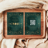 Invitation Emerald Green Tarot Celestial QR Code Mariage